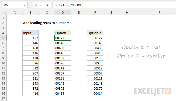 Add Leading Zeros To Numbers Excel Formula Exceljet
